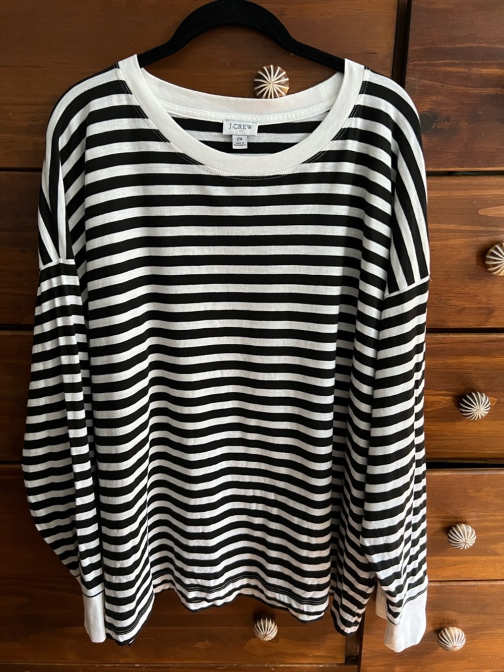 J. Crew Black and White Striped Long Sleeve Tee